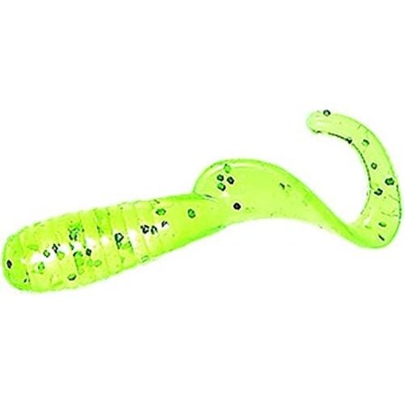 Mister Twister Lil' Bit Curly Tail Grub, 1 ChartreuseSliver Flake, 20PK LB20-10S
